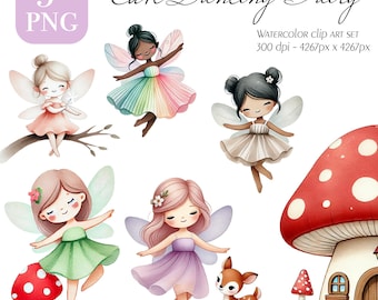 Watercolor Fairy Clipart Set: Dancing Fairies PNG (Digital Download)