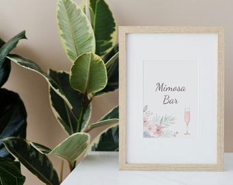 Mimosa Bar Sign | Petals & Prosecco Theme | Bridal Shower Mimosa Bar | Floral Bridal Shower Décor | Bubbly Bar Template