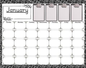 Composition Style Yearly Calendar (refillable)