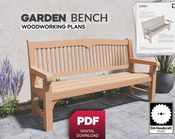 DIY Garden Wooden Bench Plans - Professional Woodworking Plans PDF - Instant Digital PDF Download - Outdoor Traditional Wooden Bench Plans