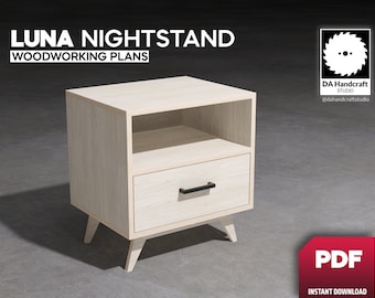 DIY Luna Nightstand - Professional Woodworking Plans - Easy To Build, Detailed Instructions, Instant Digital PDF Download