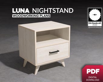 DIY Luna Nightstand - Professional Woodworking Plans - Easy To Build, Detailed Instructions, Instant Digital PDF Download-Bedroom Collection