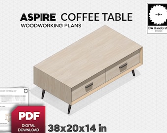 DIY Aspire Coffee Table - Professional Woodworking Plans - Easy To Build, Detailed Instructions, Instant PDF Download -Living Room Furniture