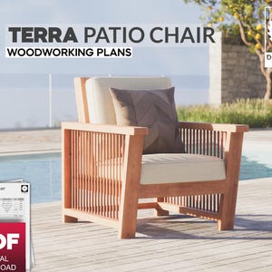 DIY Terra Patio Chair Professional Woodworking Build Plans PDF  Instant Digital Download Outdoor Furniture Modern Patio Chair Spring Project