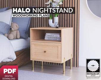 DIY Halo Nightstand - Professional Woodworking Plans - Easy To Build, Detailed Instructions, Instant Digital PDF Download-Bedroom Collection