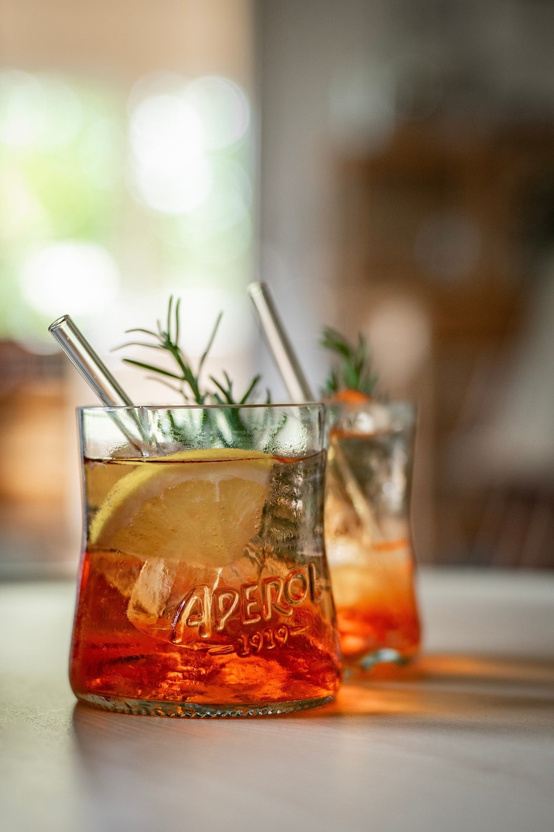 ORIGINAL Aperol Glas 300ml Upcycling aus der 1l italienischen Aperol Flasche, eingesammelt und verarbeitet bei Aschaffenburg Bild 1