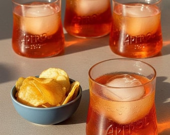 4 ORIGINAL APEROL Gift Set - Glasses from a 1L Aperol Bottle - Stylishly Packaged in a Beautiful Box