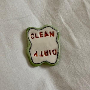 Handcrafted Hand-painted Ceramic Laundry or Dishwasher Magnet - Dirty ...