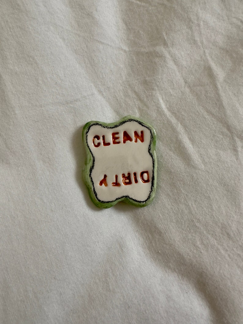 Handcrafted Hand-painted Ceramic Laundry or Dishwasher Magnet - Dirty ...