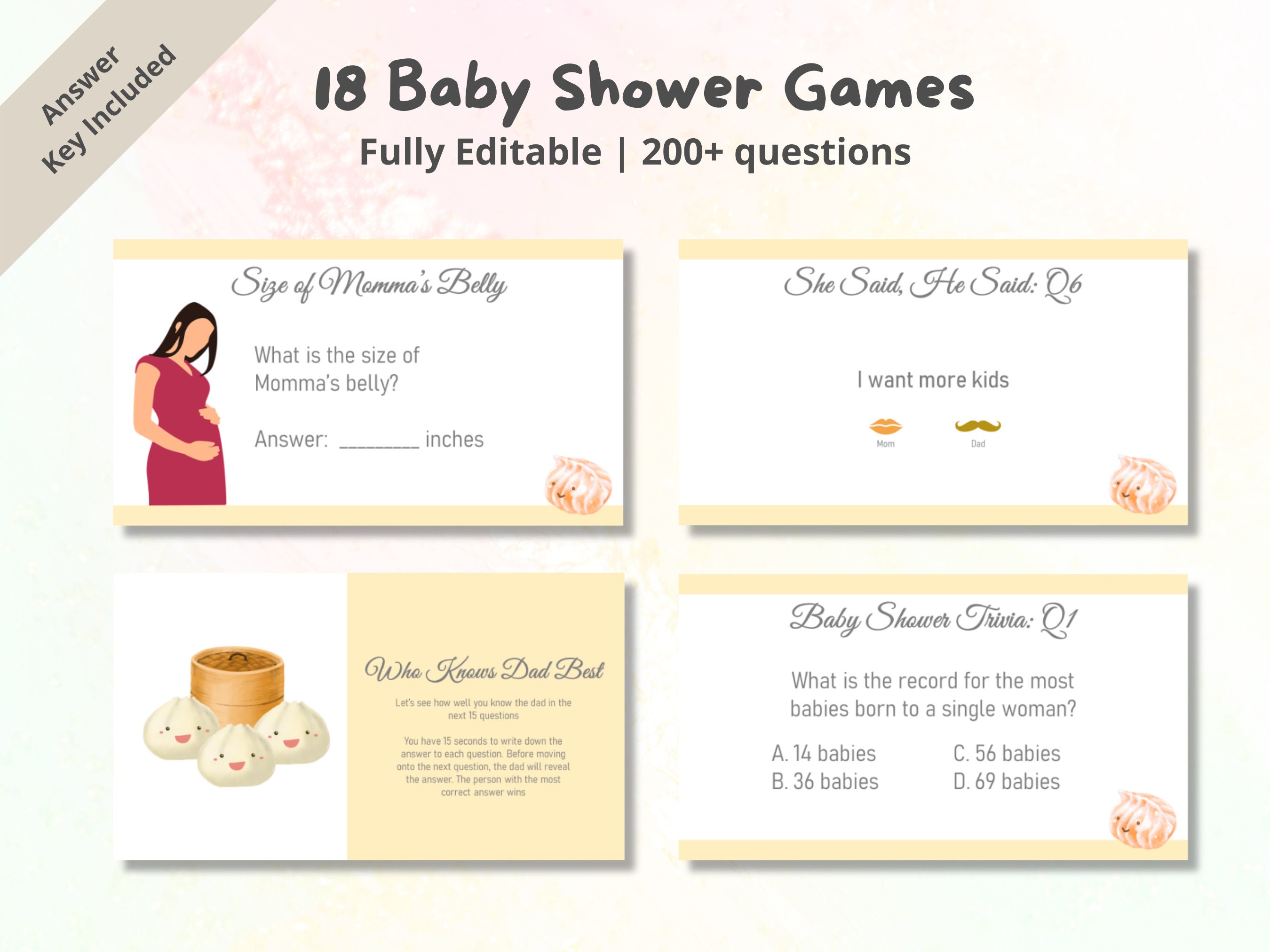 Editable Asian Bao Dim Sum Baby Shower Slides, Hybrid Baby Shower Games