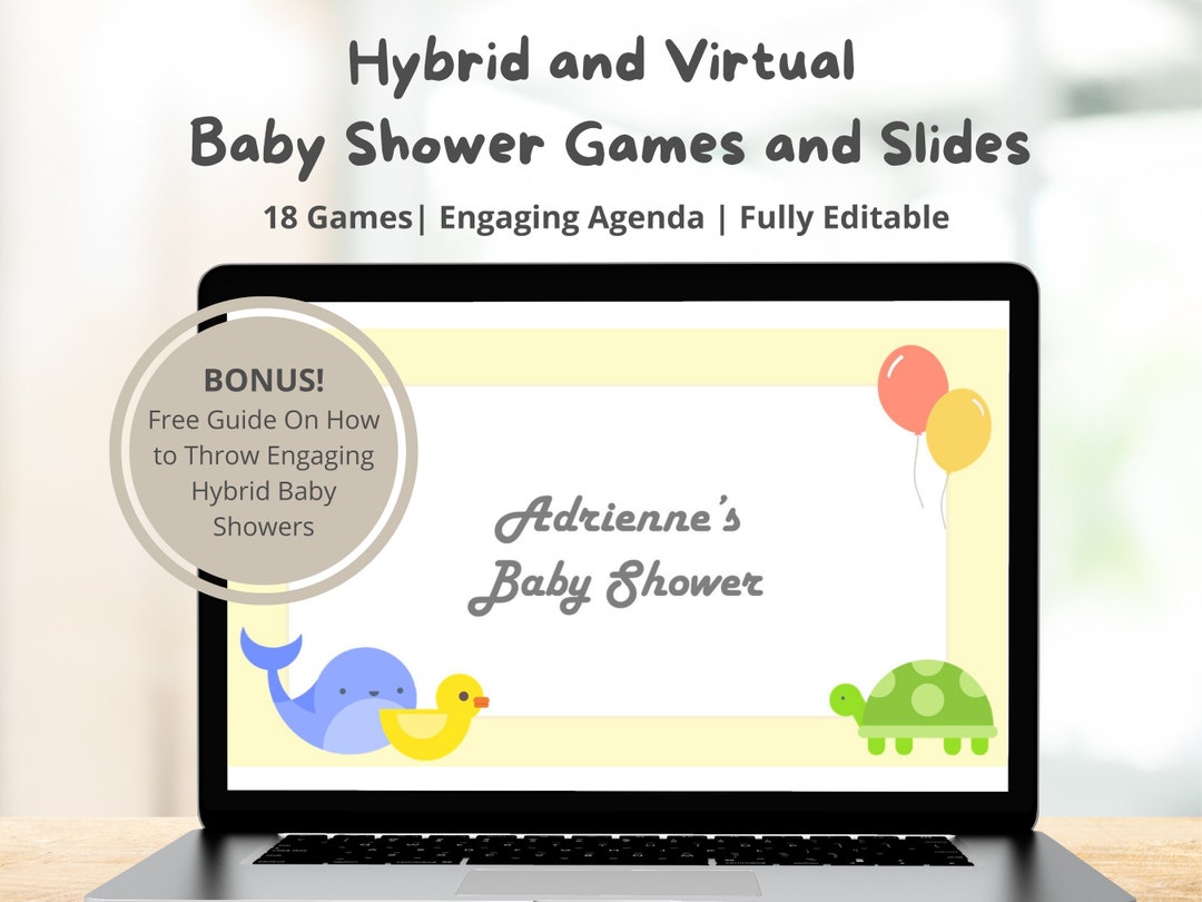 Hybrid Baby Shower Games, Hybrid Baby Shower Slides, Editable Virtual Baby Shower Games