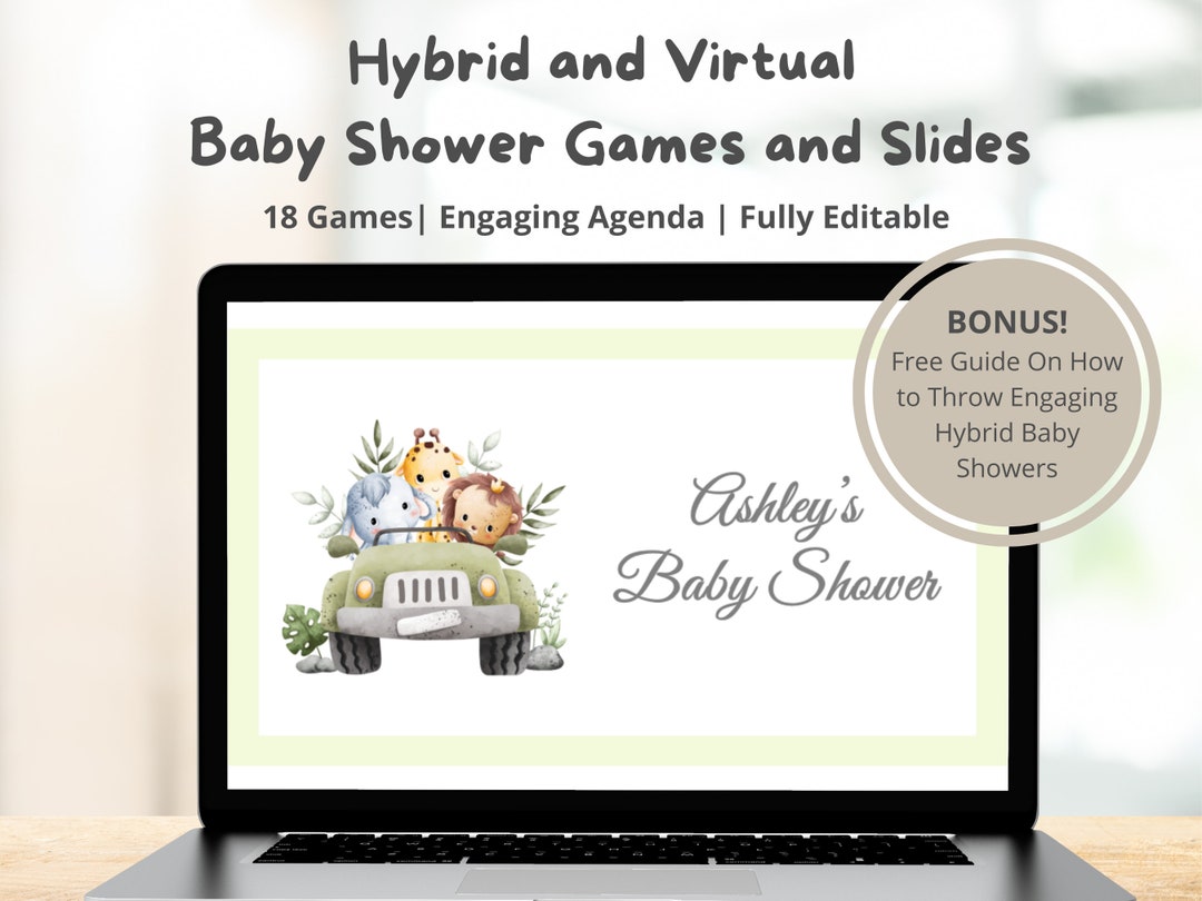 Editable Safari Baby Animals Baby Shower Slides, Hybrid Baby Shower