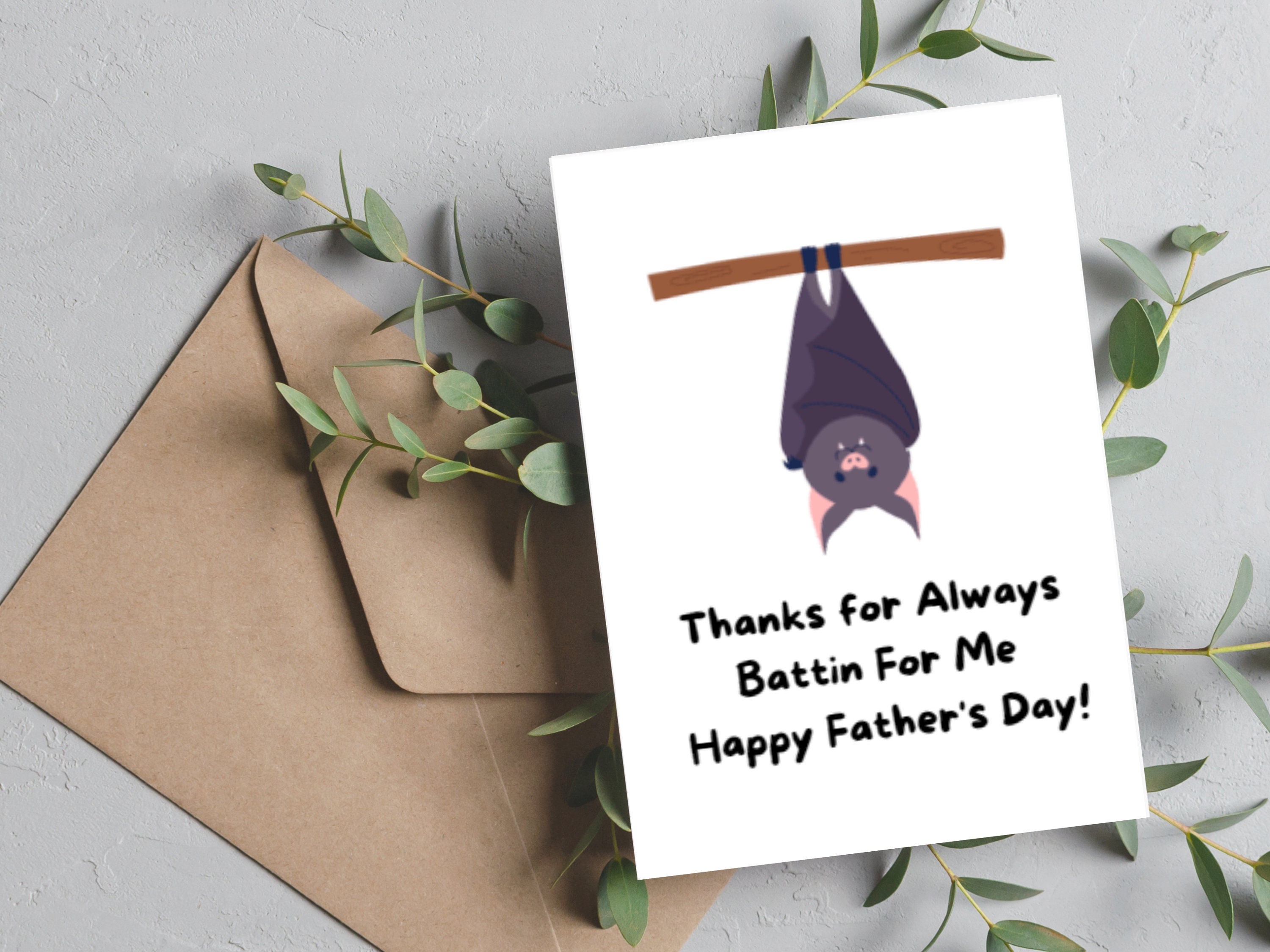 Bat Dad Father's Day Card, Punny Printable (digital Download) - Etsy