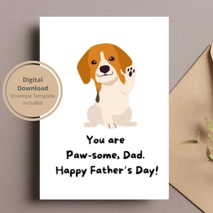 Tarjeta imprimible del día del padre de Pawsome Dad, Tarjeta del día del padre de papá perro, Tarjeta digital del día del padre, Tarjeta linda del día del padre, Imprimible, Animal