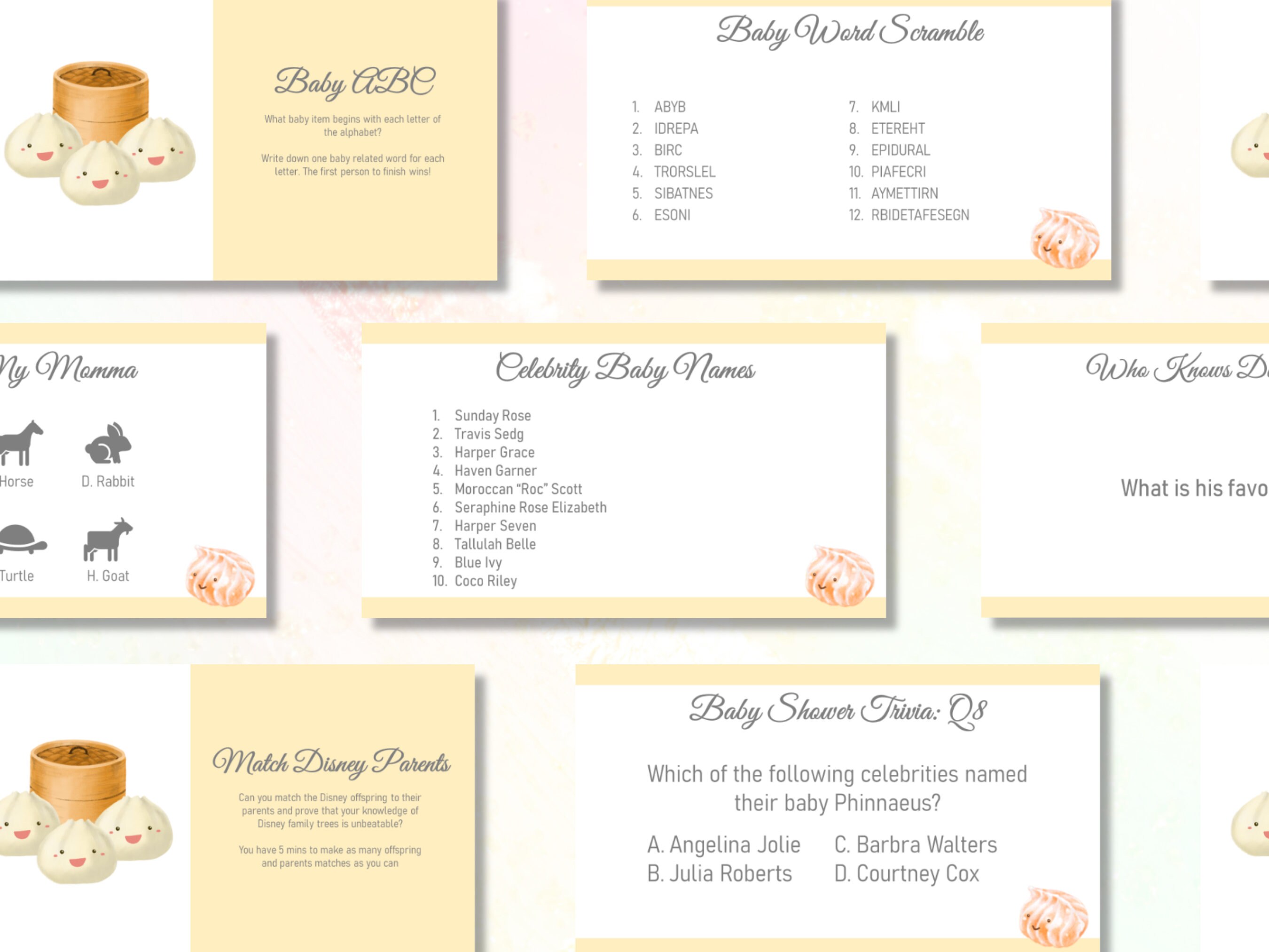 Editable Asian Bao Dim Sum Baby Shower Slides, Hybrid Baby Shower Games