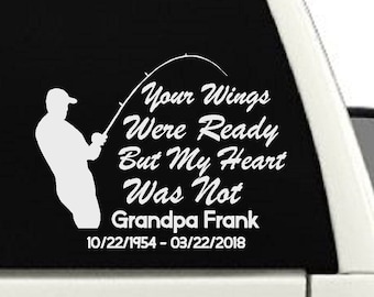 Gone Fishing Memorial Car Decal: Personalized Fisherman In Memory Of