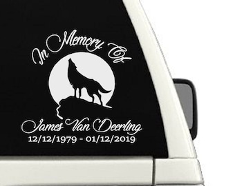 Wolf Memorial Car Decal: Personalized In Memory Of Gift