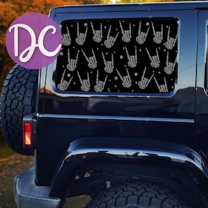 Autoraamstickers Skelly Rock Fingers: vinylsticker autodecor