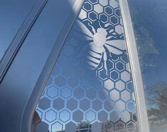 Honeycomb Bee Car Decal: Vinyl Window Sticker