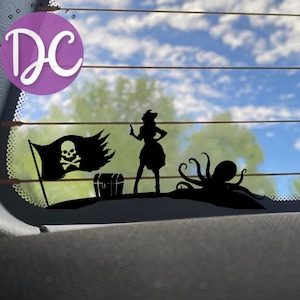 Girl Pirate Scene Car Decal: Vinyl Sticker, Car Decor