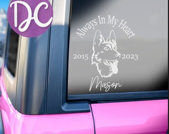 German Shepherd Memorial Car Decal: In Memory of Vinyl Sticker
