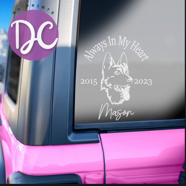 German Shepherd Memorial Car Decal, In Memory Of Decal, Vinyl Decal Sticker, Rear Window Decal, Car Accessories, Car Decor -cd9