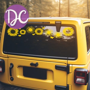 Sunflower Car Decal, Windshield Banner Decal, Vinyl Decal Sticker, Car Accessories, Car Decor