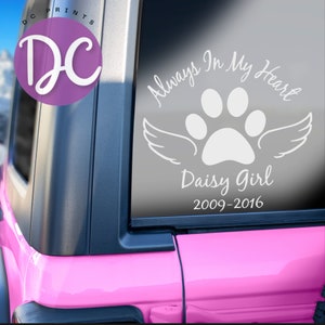 Paw Print Memorial Car Decal, In Memory Of Decal, Vinyl Decal Sticker, Rear Window Decal, Car Accessories, Car Decor -cd8