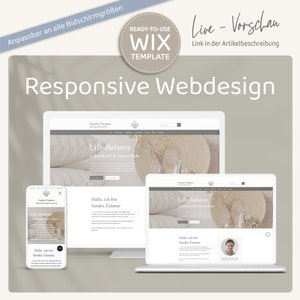 Wix Website Template - Website Vorlage "Life-Balance" für Coaching & Beratung von VanillDesign, Website selbst erstellen. Responsive Webdesign.