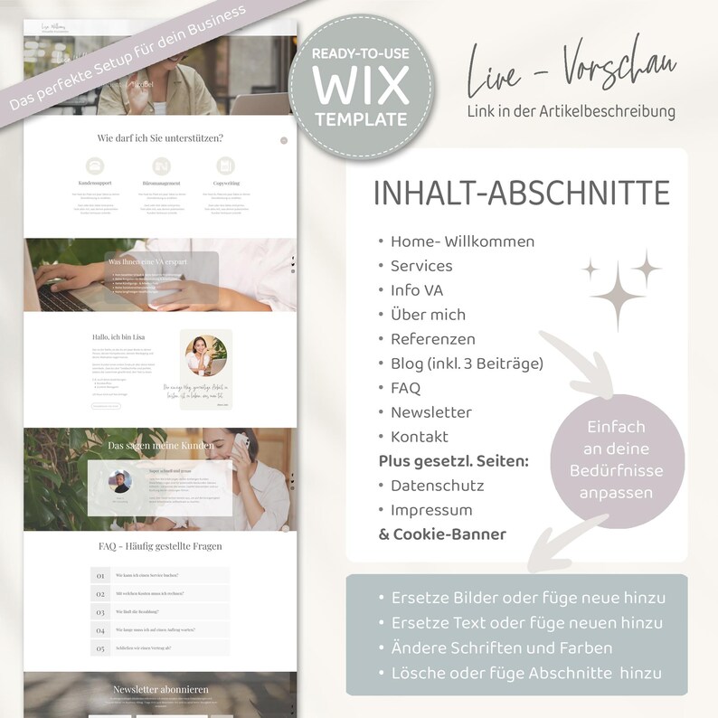 Wix website template perfect for Virtual Assistants & Service Providers - Create your own website Ready-to-use website template image 4