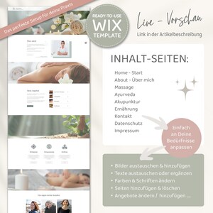 Wix Website Template Coaching - Website Vorlage für HeilpraktikerInnen, Coaches  und Selbstständige von VanillDesign. Website selbst erstellen - Wix Website Theme kaufen. Übersicht aller Inhalte dieser Wix Homepage-Vorlage.