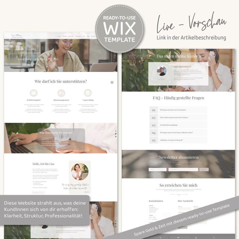 Wix website template perfect for Virtual Assistants & Service Providers - Create your own website Ready-to-use website template image 2