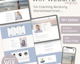 Wix website template for coaching, consulting & service providers, 10+ pages, landing page template including sales page, blog, shop ...