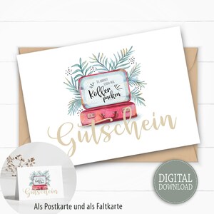 Vale regalo "Regala un viaje" para imprimir, como postal y como tarjeta plegable DIN A6, regalo de última hora, descarga instantánea