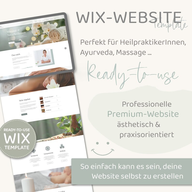 Wix Website Template Coaching - Website Vorlage für HeilpraktikerInnen, Coaches  und Selbstständige von VanillDesign. Website selbst erstellen - Wix Website Theme kaufen. Ready-to-use Wix Website Template - easy webdesign!