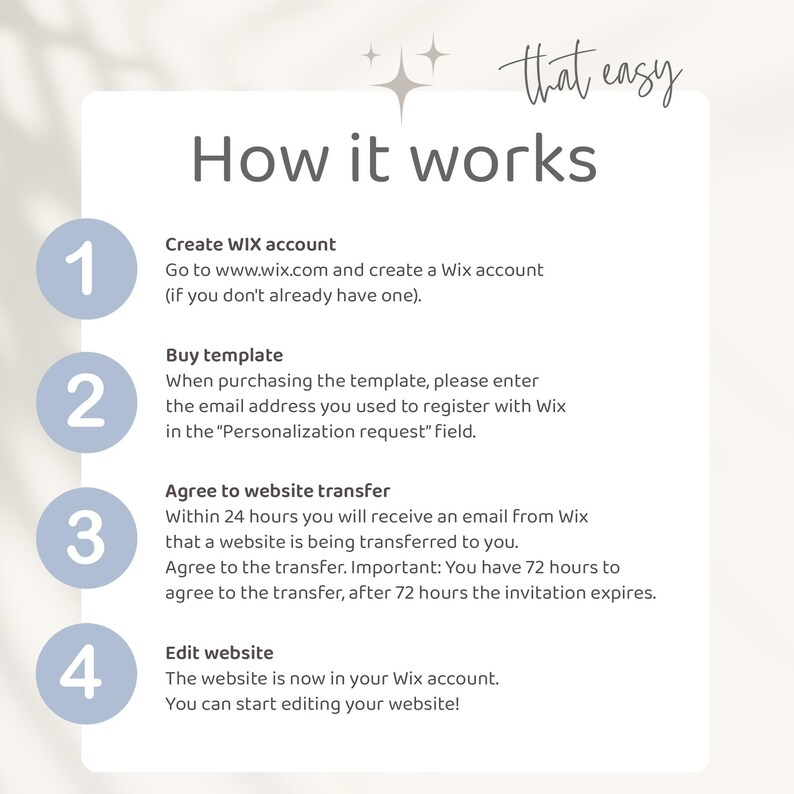 Wix Website Template - Professional webdesign for life-coaches, therapists & service providers, user-friendly, practice-oriented, aesthetic -how it works