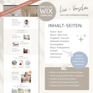 Wix Website Template - Website Vorlage "Life-Balance" für Coaching & Beratung von VanillDesign, Website selbst erstellen. Überblick über alle Seiten.