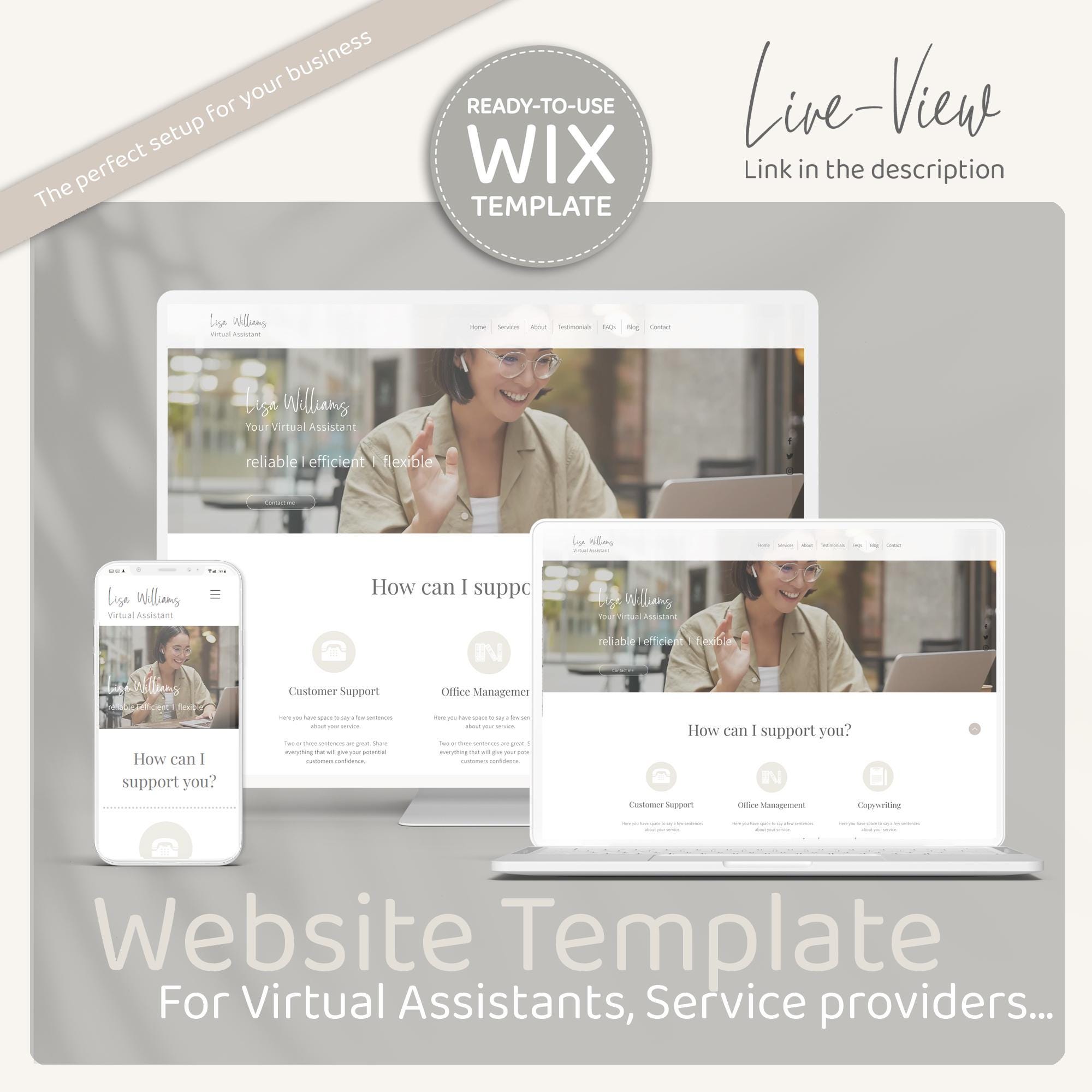 Modern Wix website template for virtual assistants & service providers, create your own website with this ready-to-use Wix Theme, Blog incl.