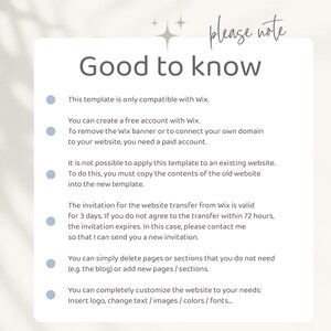 Wix Website Template - Professional webdesign for life-coaches, therapists & service providers, user-friendly, practice-oriented, aesthetic - good to know