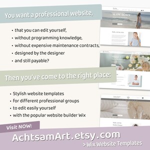 Wix Website Template - Professional webdesign for life-coaches, therapists & service providers, user-friendly, practice-oriented, aesthetic - have a look at my other website templates