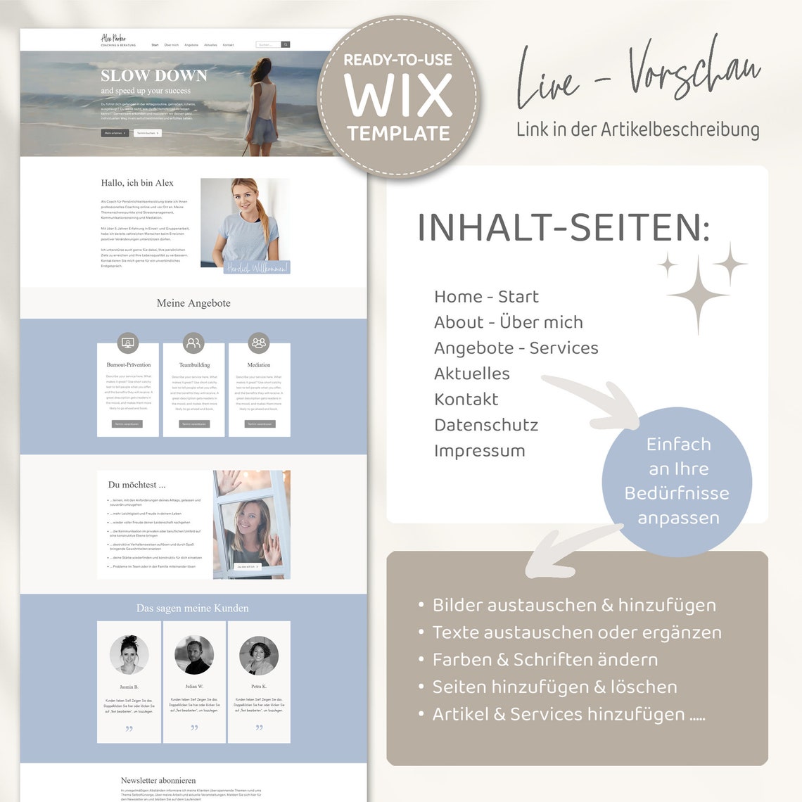 Wix Template Examples Professional Wix Website Template for Coaching, Consulting & Service ...