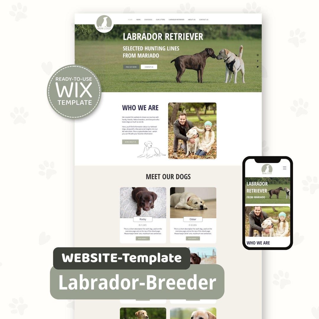 Breader Templete Labrador Breeder Website Template for Wix - Labrador Kennel Website ...