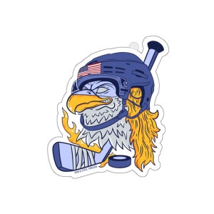 USA Eagle Mullet Hockey Sticker, Hockey Vinyl Sticker, Hockey Waterproof Sticker Decal for Water Bottles, Laptop, Car Window