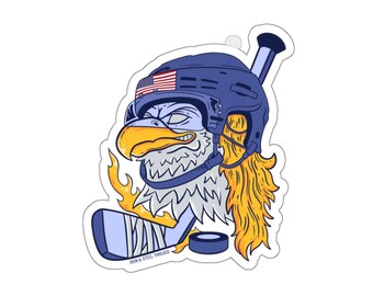 USA Eagle Mullet Hockey Sticker, Hockey Vinyl Sticker, Hockey Waterproof Sticker Decal for Water Bottles, Laptop, Car Window