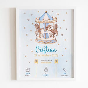 Quadretto nascita CARILLON | idea regalo nascita, compleanno, battesimo | Scegli tra file digitale o stampato (senza cornici)