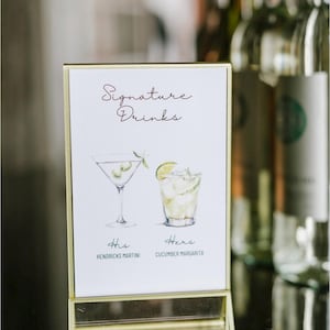 Benutzerdefinierte Signature Drink Zeichen, Signature Drink Hochzeitsschild, personalisierte Bar Schild, kundenspezifische Cocktail, kundenspezifische Hochzeitsdekor, modernes Cocktail Zeichen