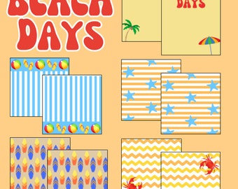 Beach Days Scrapbook Paper Pack: Summer Ocean Theme (Digital Download)