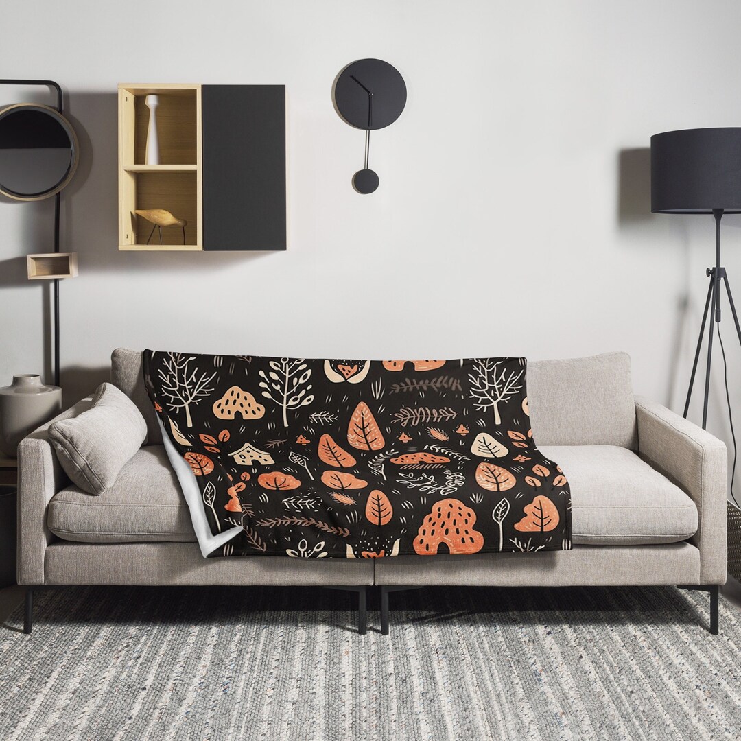 Fall Throw Blanket, Autumn Room Decor, Seasonal Fleece Blanket