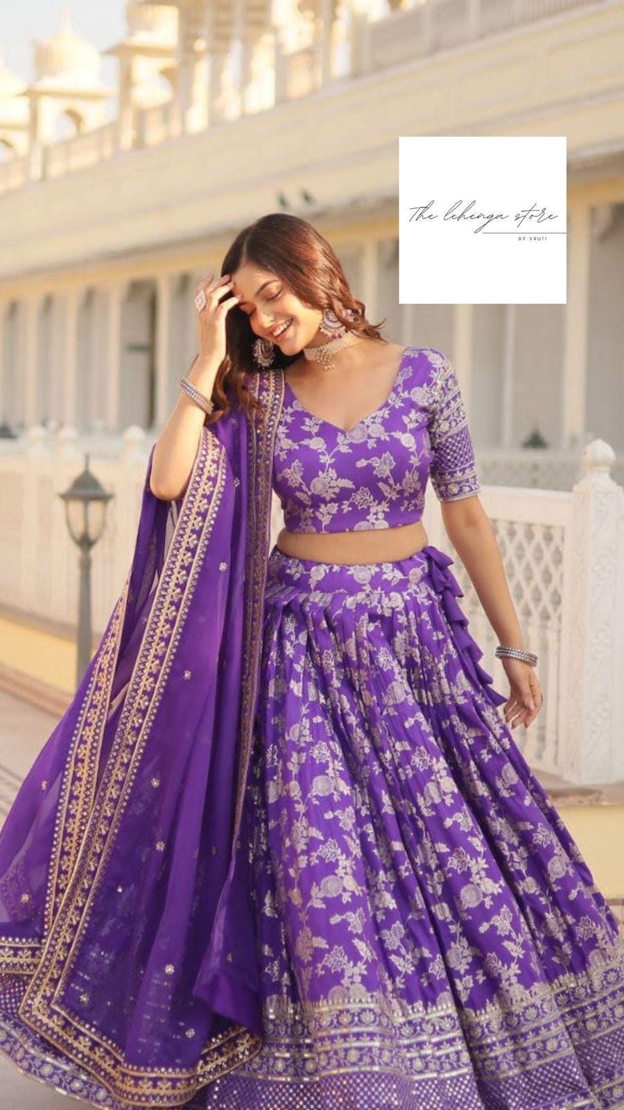 Purple lehenga choli for women ready to wear outfit for wedding