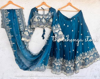 Embroidered Green Lehenga Choli: Indian Wedding Bridal Dress
